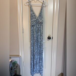 Hourglass Lilly Light Blue and Black Floral Maxi Dress